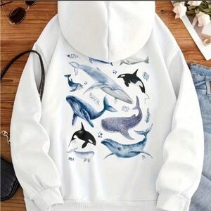 SHEIN White Hoodie Sweatshirt